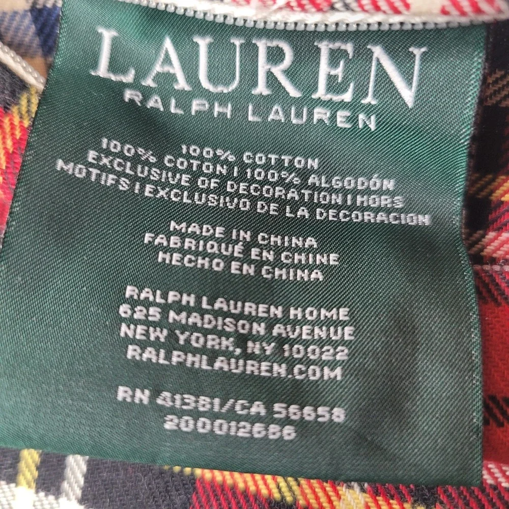 2 Lauren Ralph Tartan Plaid Pillow Cover 21 x 21 Square VTG Black Velvet Trim